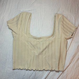 Cream ribbed U neck Aerie top